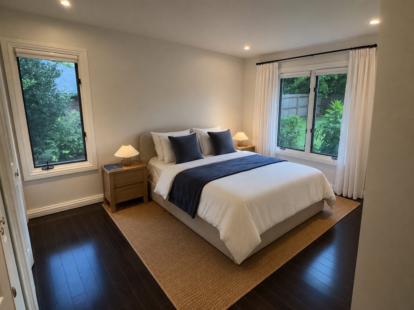 Furnished second bedroom with garden windows at Casa Rita, Bentonville AR